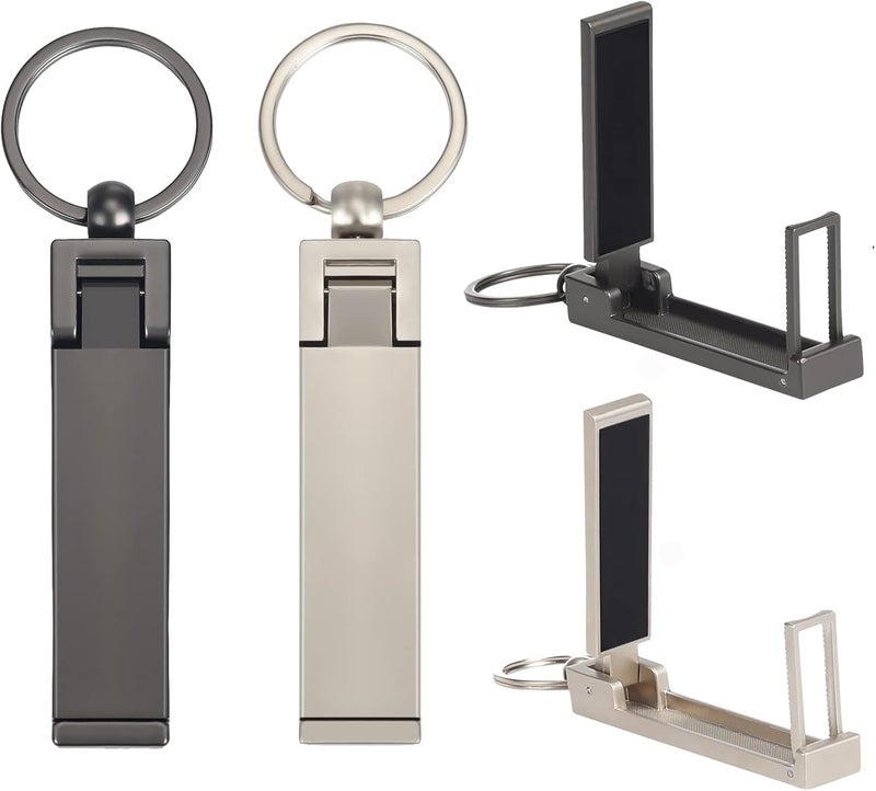 BULFULL Purse Hook for Table, Foldable Instant Bag Purse Hook Handbag Table Hanger Holder with Carabiner Set Phone Stand (Platinum+Black) - Image 1